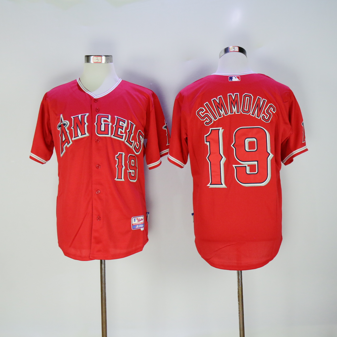 Men Los Angeles Angels #19 Simmons Red MLB Jerseys